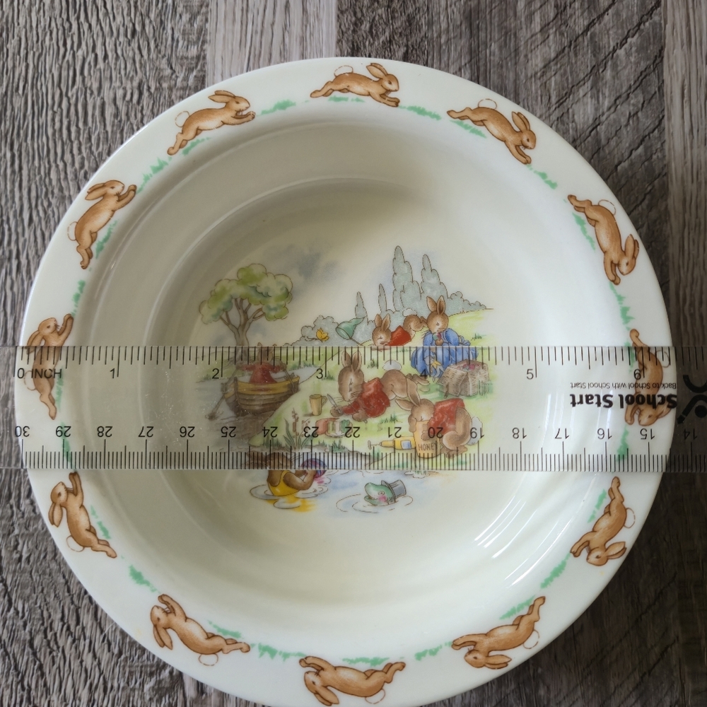 Royal Doulton Bunnykins Bowls Set 2 Vintage Fine Bone China English Kids 1980s - Picture 14 of 16
